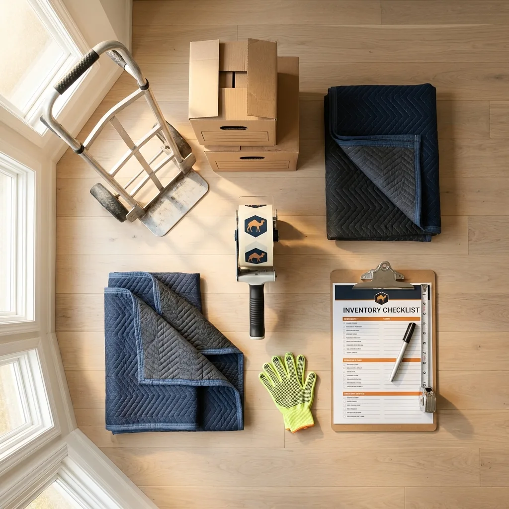 Professional moving supplies and packing materials layout for Collinsville residential relocations